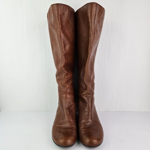 Nordstrom BP Runway Cognac (Brown) Leather Hidden Wedge Knee High Boot 9.5 - Picture 3 of 13